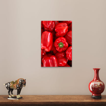 Pile of Fresh Red Bell Peppers 40x60cm Metal Print Ready to Hang