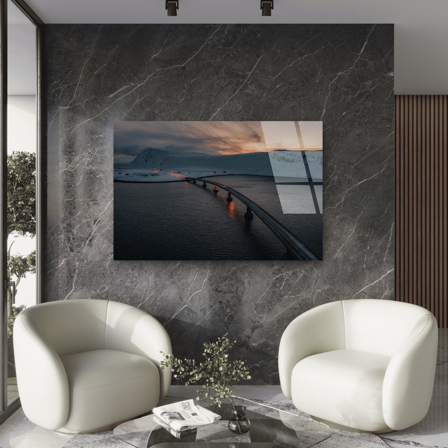 Nordkapp Bridge Norway Sunset Acrylic Glass Printing Wall Art Australian Made Quality