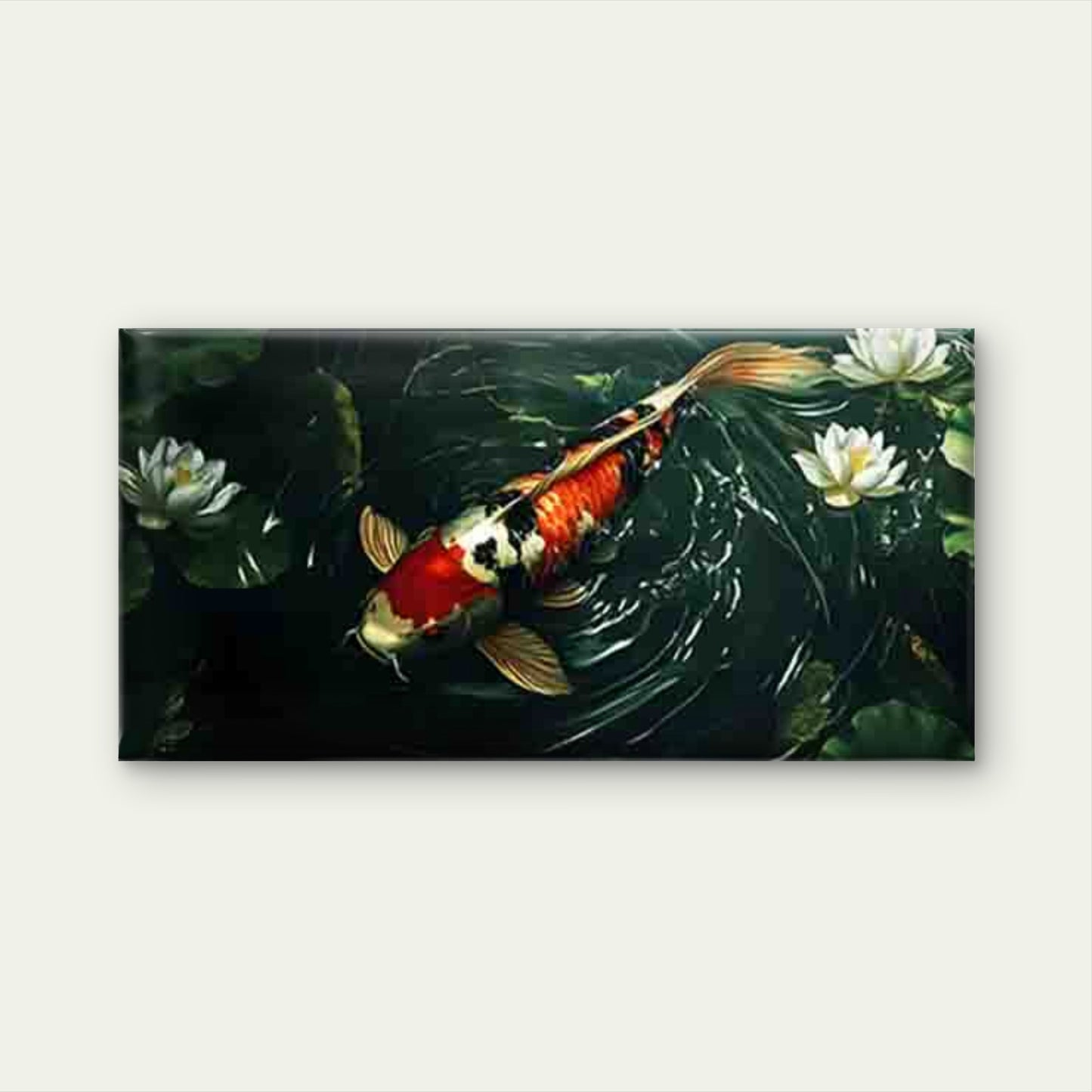 Koi Fish & for Lotus Wall Art Canvas Office Home Room Framed 120x60cm - Bella Home Decor