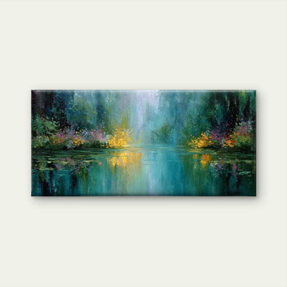 Tranquil Forest Pond Wall Art Canvas Office Home Room Framed 120x60cm - Bella Home Decor