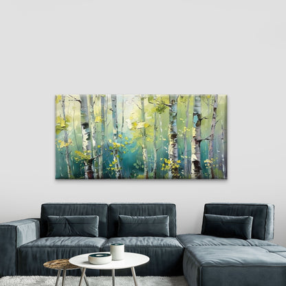 Contemporary Woodland Art Wall Art Canvas Office Home Room Framed 120x60cm - Bella Home Decor