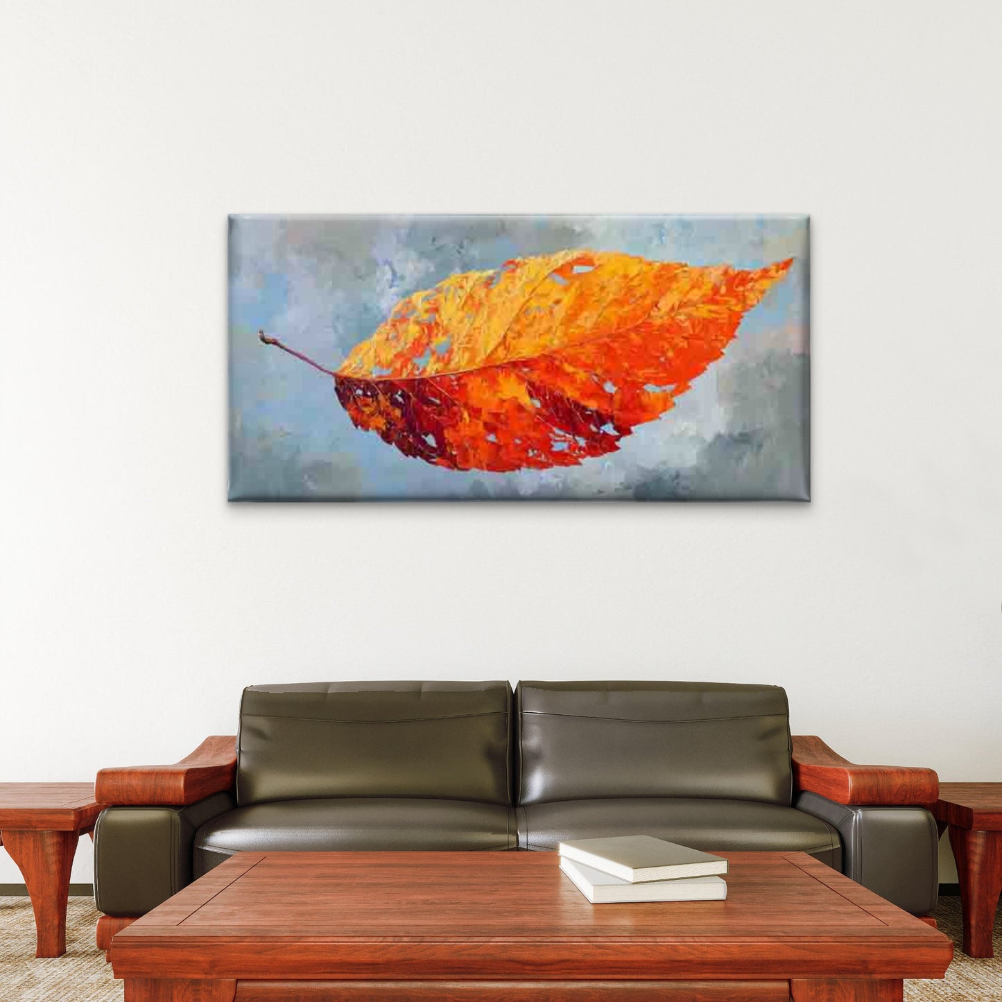 Autumn Leaves, Vibrant Colors Wall Art Canvas Office Home Room Framed 120x60cm - Bella Home Decor