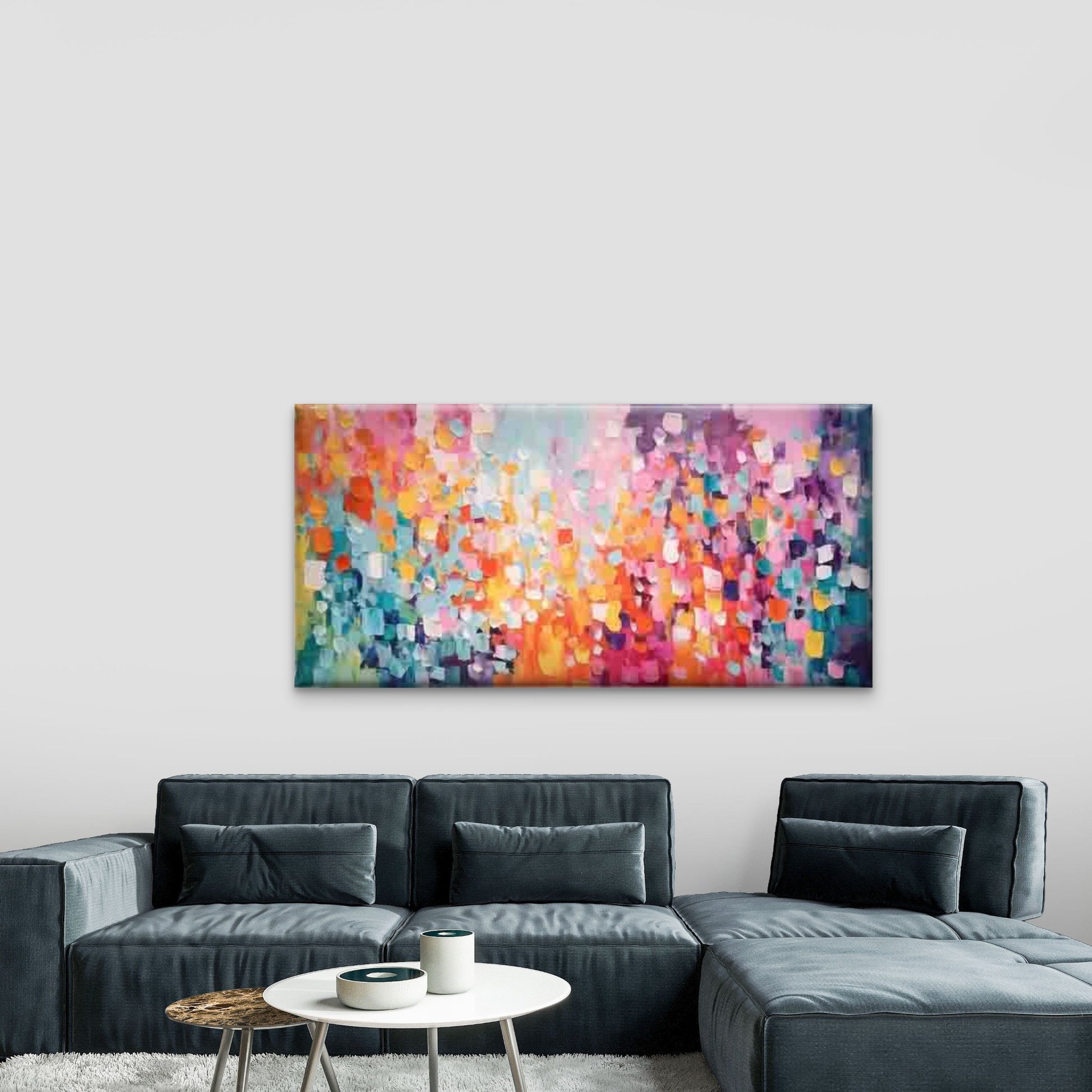 Abstract Colorful Shapes Wall Art Canvas Office Home Room Framed 120x60cm - Bella Home Decor