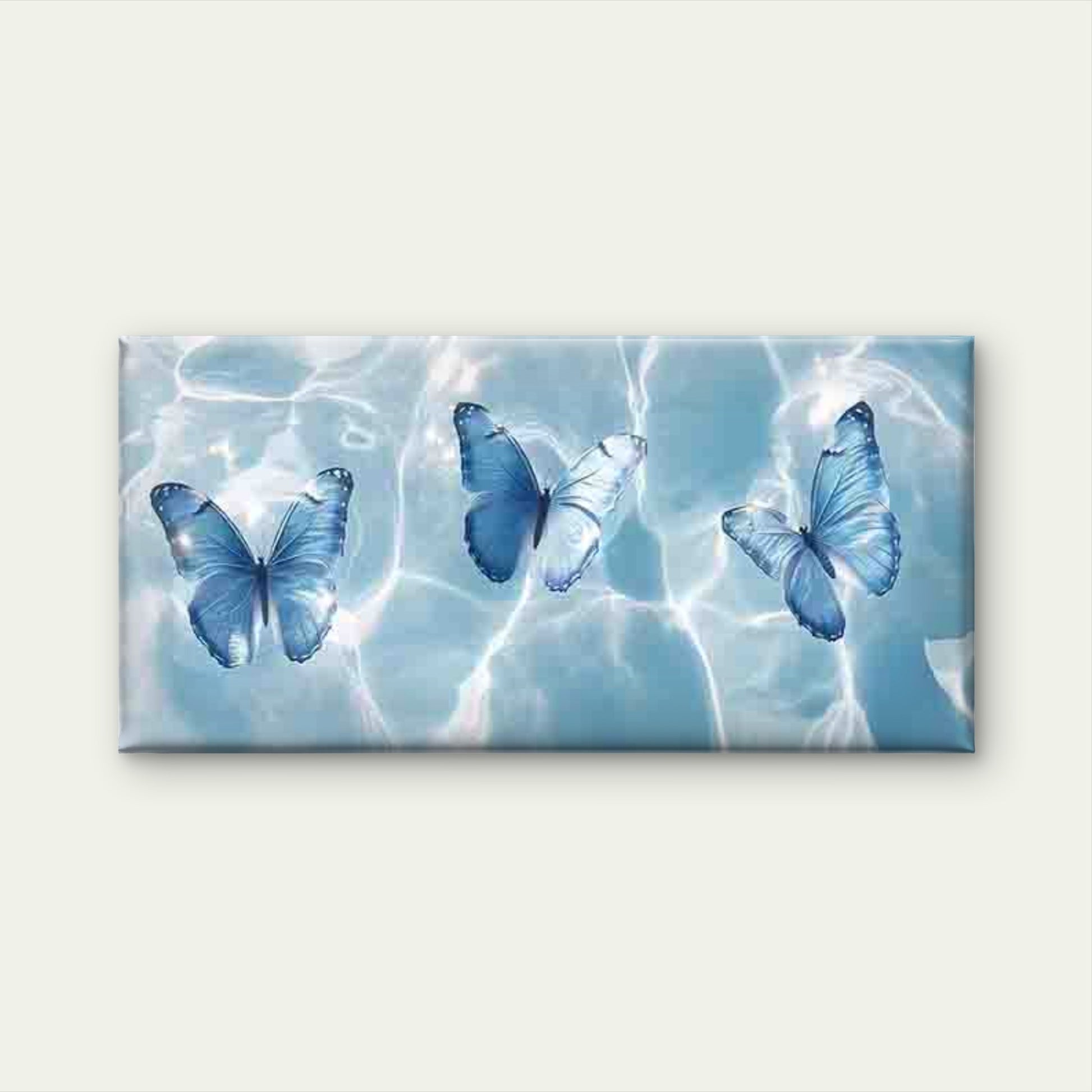Classic Blue Butterfly Wall Art Canvas Office Home Room Framed 120x60cm - Bella Home Decor