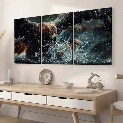 3pcs Hawk Hunting Close-Up Scenery Wall Art Set Canvas Unframed - High Quality Print 100% Australian Made Wall Canvas