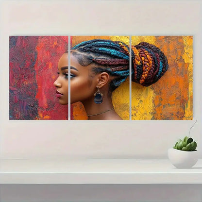 3pcs African Braids Canvas Art Prints Metal Print Ready to Hang Art - Bella Home Decor