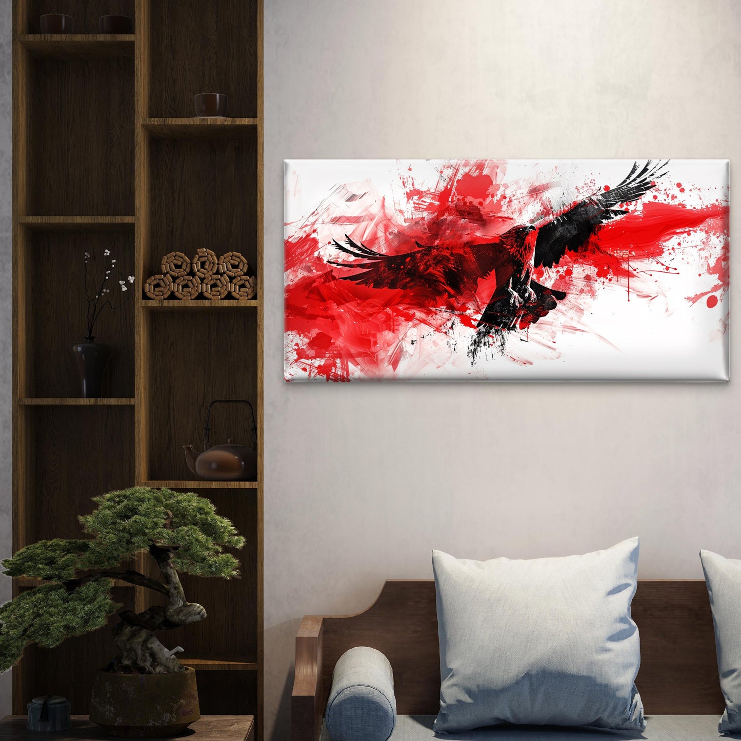 Soaring Red Eagle Bird Wall Art Canvas Office Home Room Framed 120x60cm