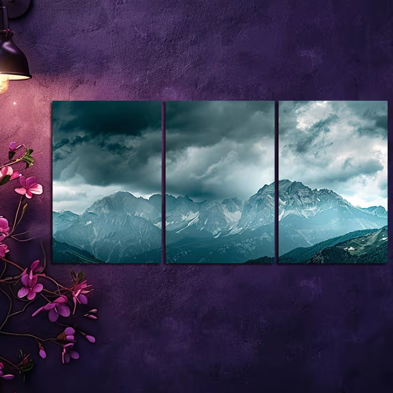 3pcs Mountains under the Sky Wall Art Set Canvas Framed 40x60cm - High Quality Print 100% Australian Made Wall Canvas Ready to Hang