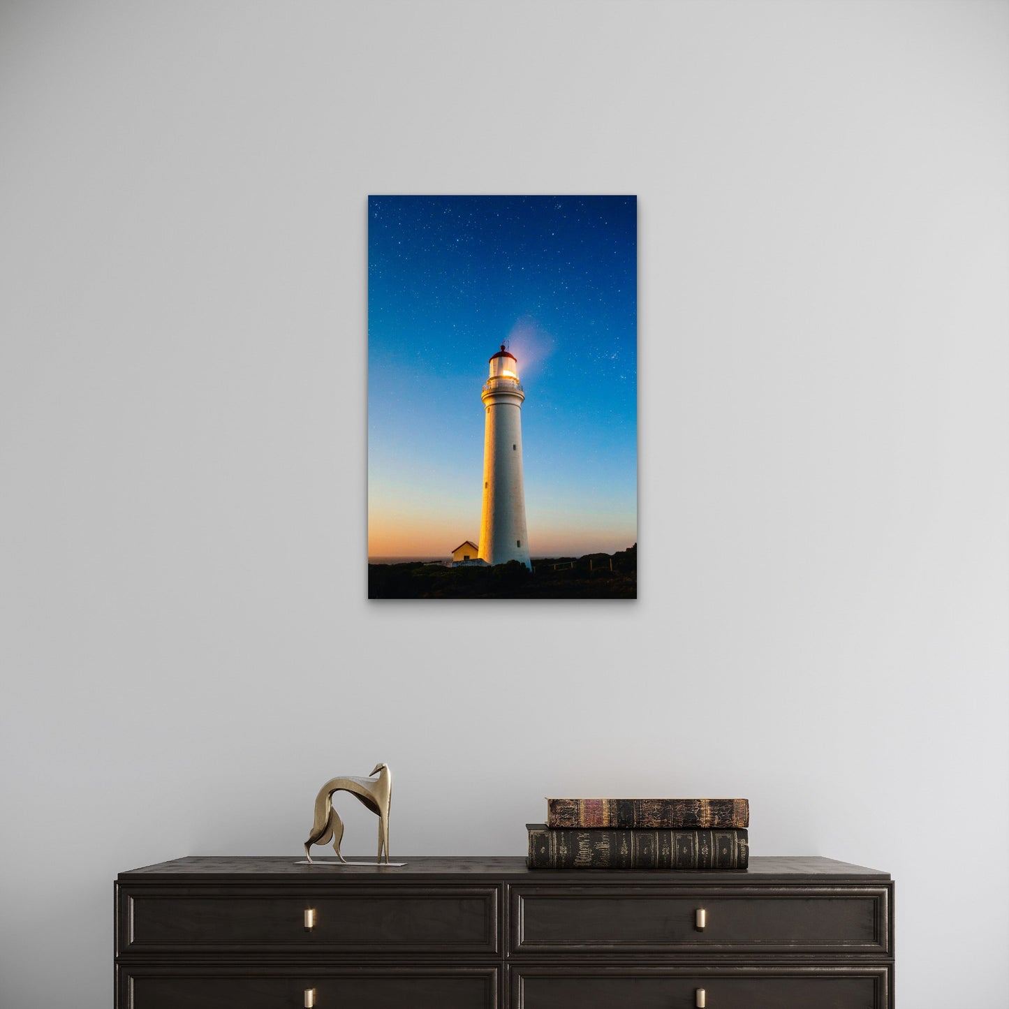 Split Point Lighthouse Starry Night View 40x60cm Metal Print Ready to Hang