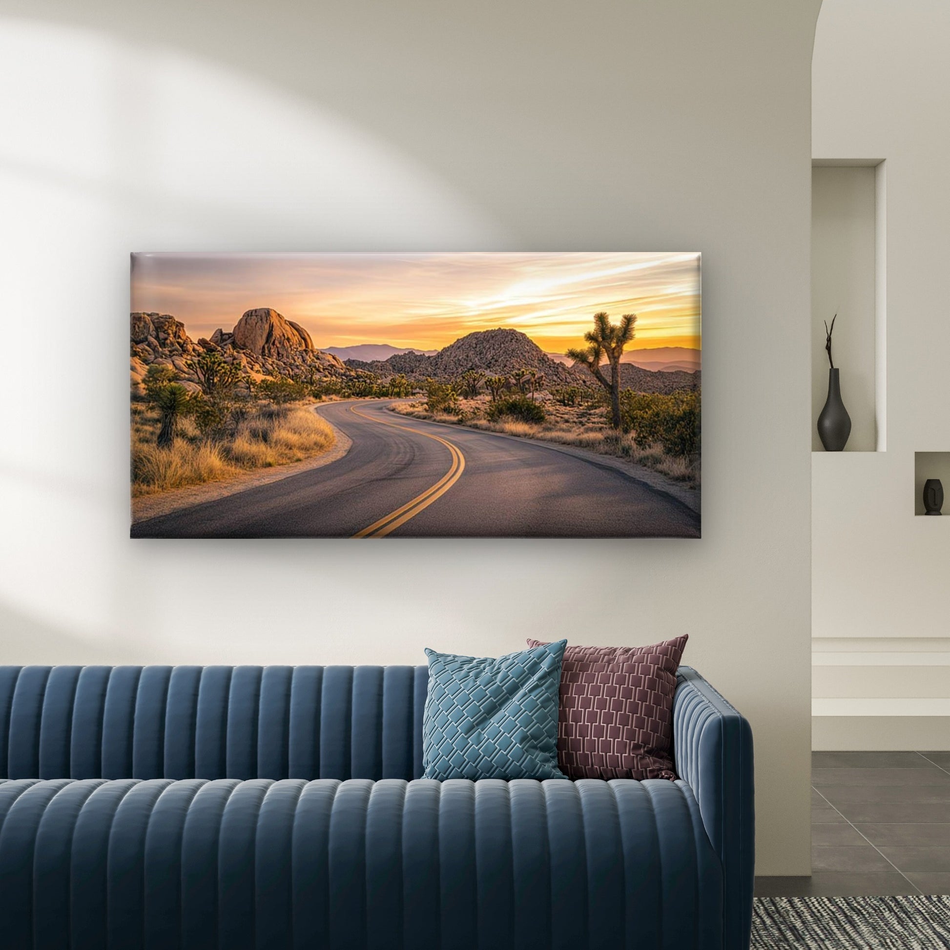 Sunsets On Desert Roads Wall Art Canvas Office Home Room Framed 120x60cm - Bella Home Decor