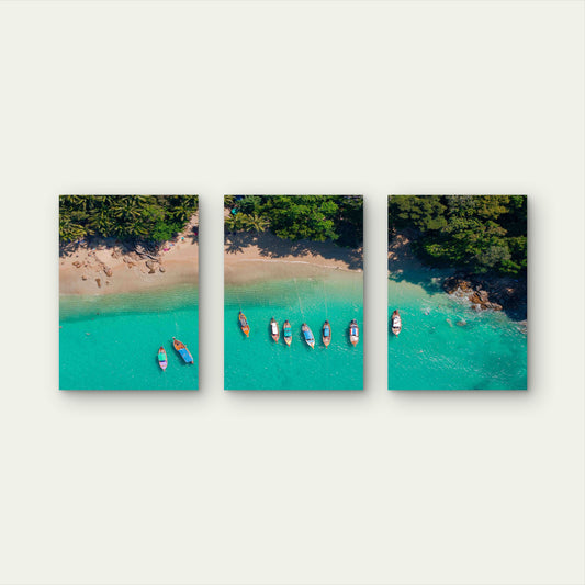3pcs Aerial View Travel Landscape Thailand Metal Print Ready to Hang Art - Bella Home Decor