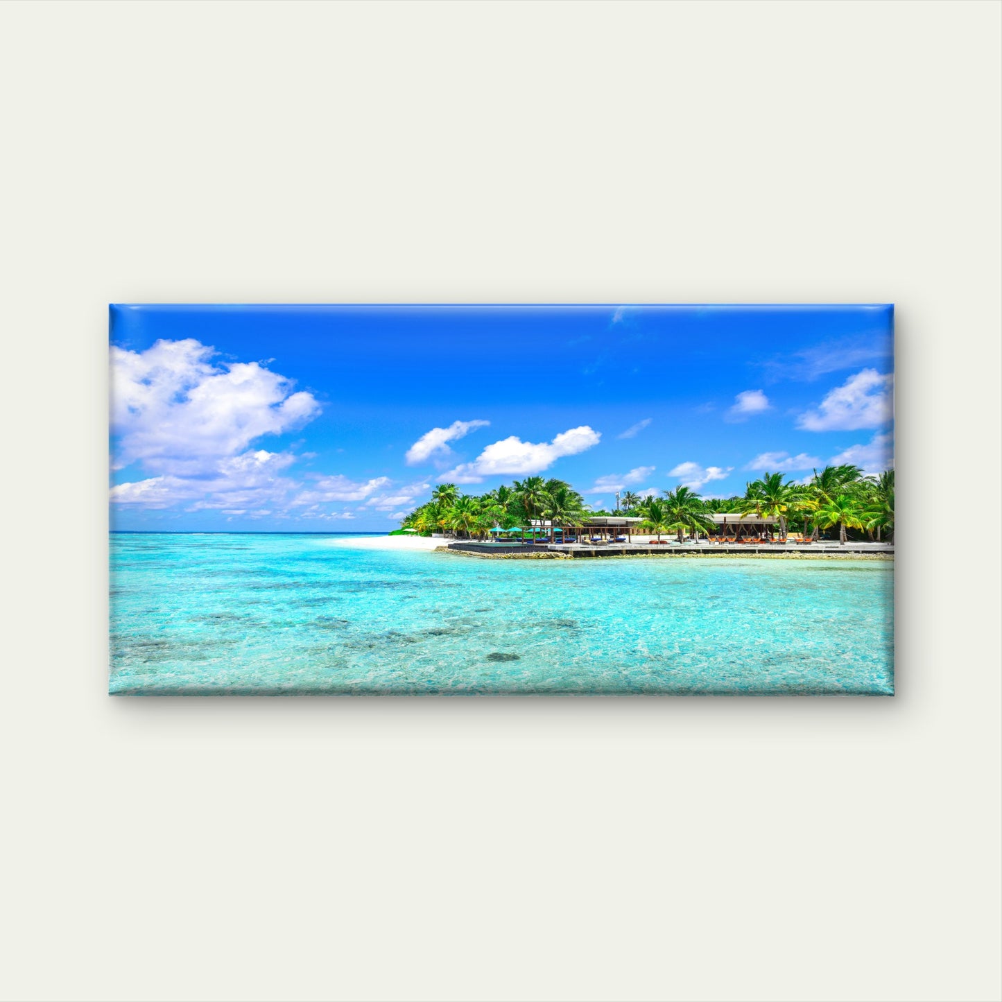 Tropical Island Beach Paradise Wall Art Canvas Office Home Room Framed 120x60cm