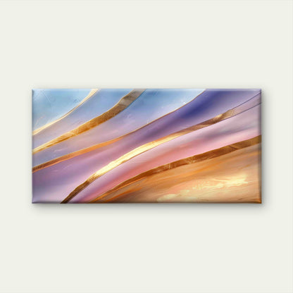 Pastel Lilac Gold Wave Wall Art Canvas Office Home Room Framed 120x60cm