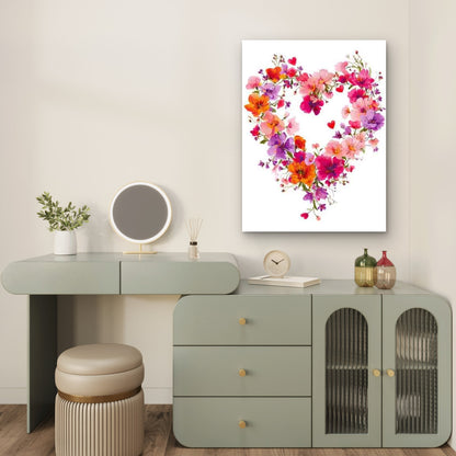 Floral Heart Wreath Metal Print Ready to Hang