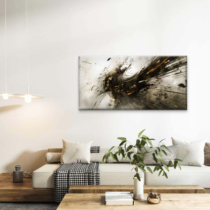 Abstract Harmony In Black Wall Art Canvas Office Home Room Framed 120x60cm - Bella Home Decor