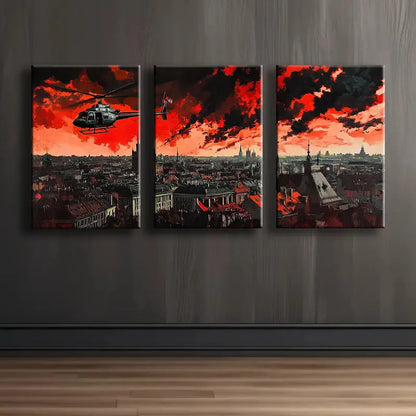 3pcs Urban Landscape Metal Print Ready to Hang Art