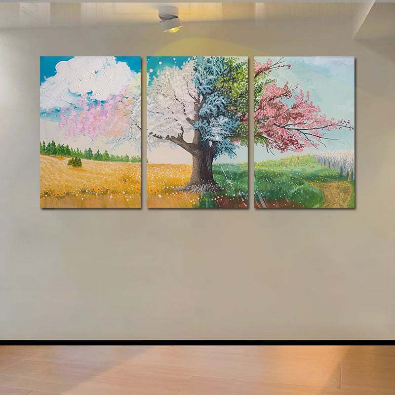 3pcs Colorful Tree Illustration Wall Art Set Canvas Framed 40x60cm - High Quality Print 100% Australian Made Wall Canvas Ready to Hang - Bella Home Decor