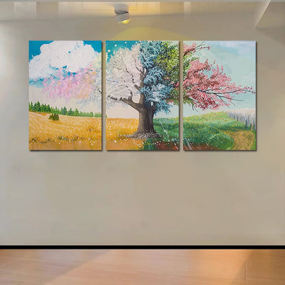 3pcs Colorful Tree Illustration Wall Art Set Canvas Framed 40x60cm - High Quality Print 100% Australian Made Wall Canvas Ready to Hang - Bella Home Decor
