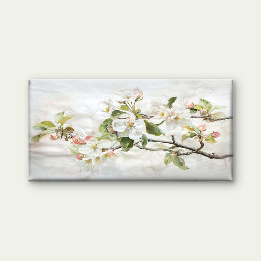 White Apple Blossom Flower Wall Art Canvas Office Home Room Framed 120x60cm