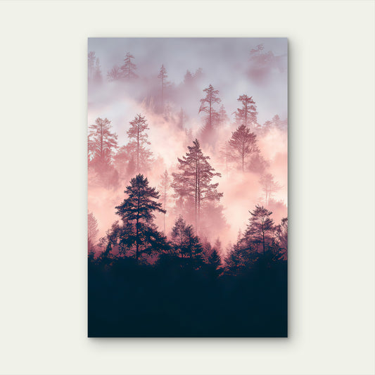 Modern Minimalist Foggy Pink Woodlands 40x60cm Metal Print Ready to Hang