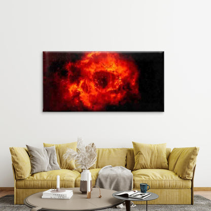 Red Nebula & Planet Rings Wall Art Canvas Office Home Room Framed 120x60cm - Bella Home Decor