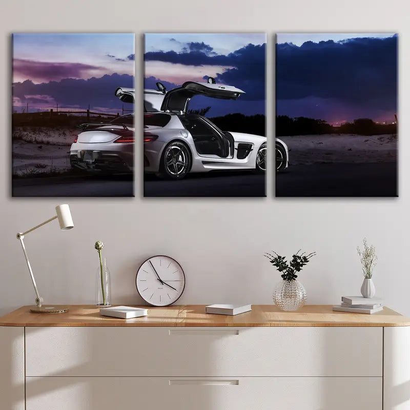 3pcs Performance Supercar Racing Poster Wall Art Set Canvas Framed 50x70cm - High Quality Print 100% Australian Made Wall Canvas Ready to Hang