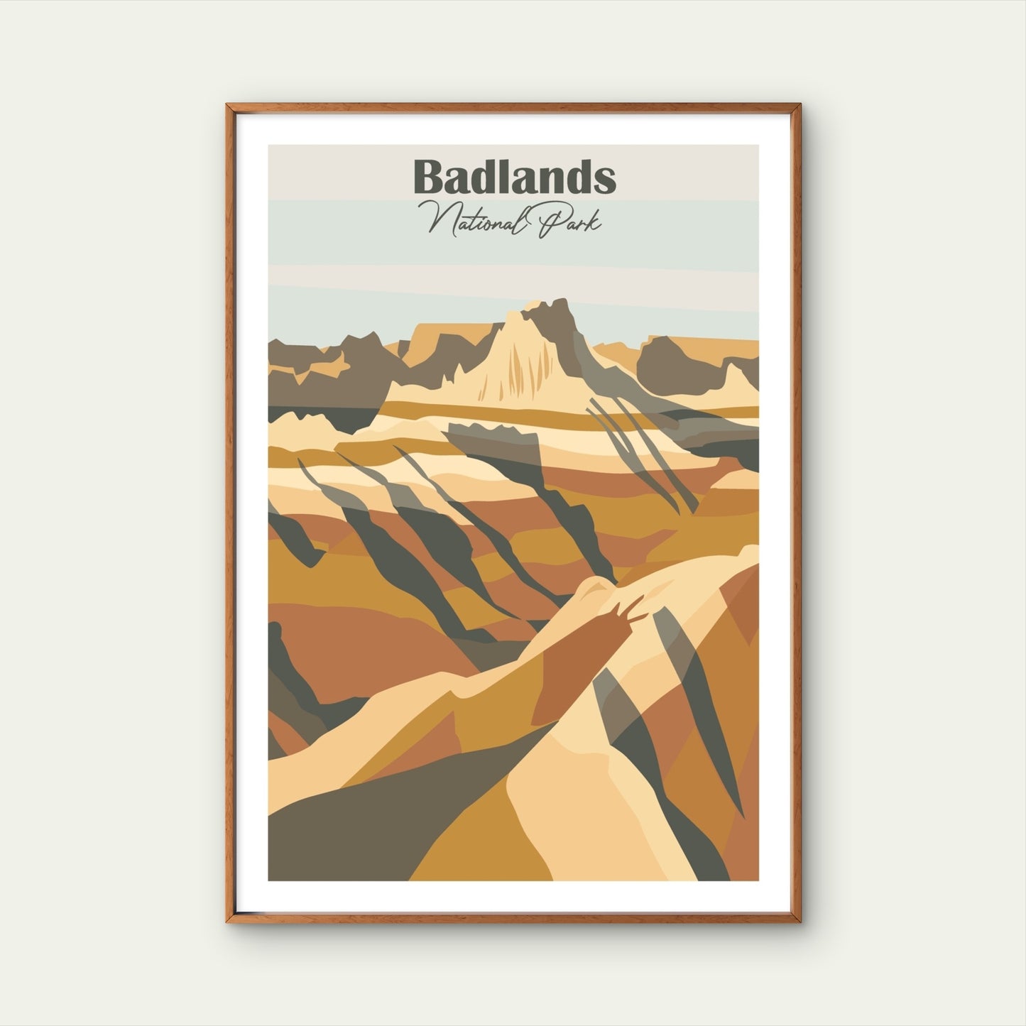 Badlands National Park Interior South Dakota Travel Poster Print Wall Art