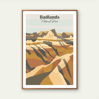 Badlands National Park Interior South Dakota Travel Poster Print Wall Art