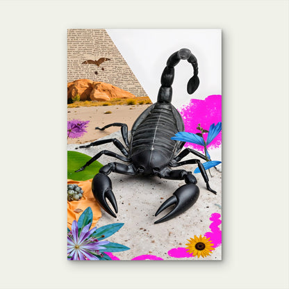 Realistic Black Scorpion Decoration 60x90cm Metal Print Ready to Hang