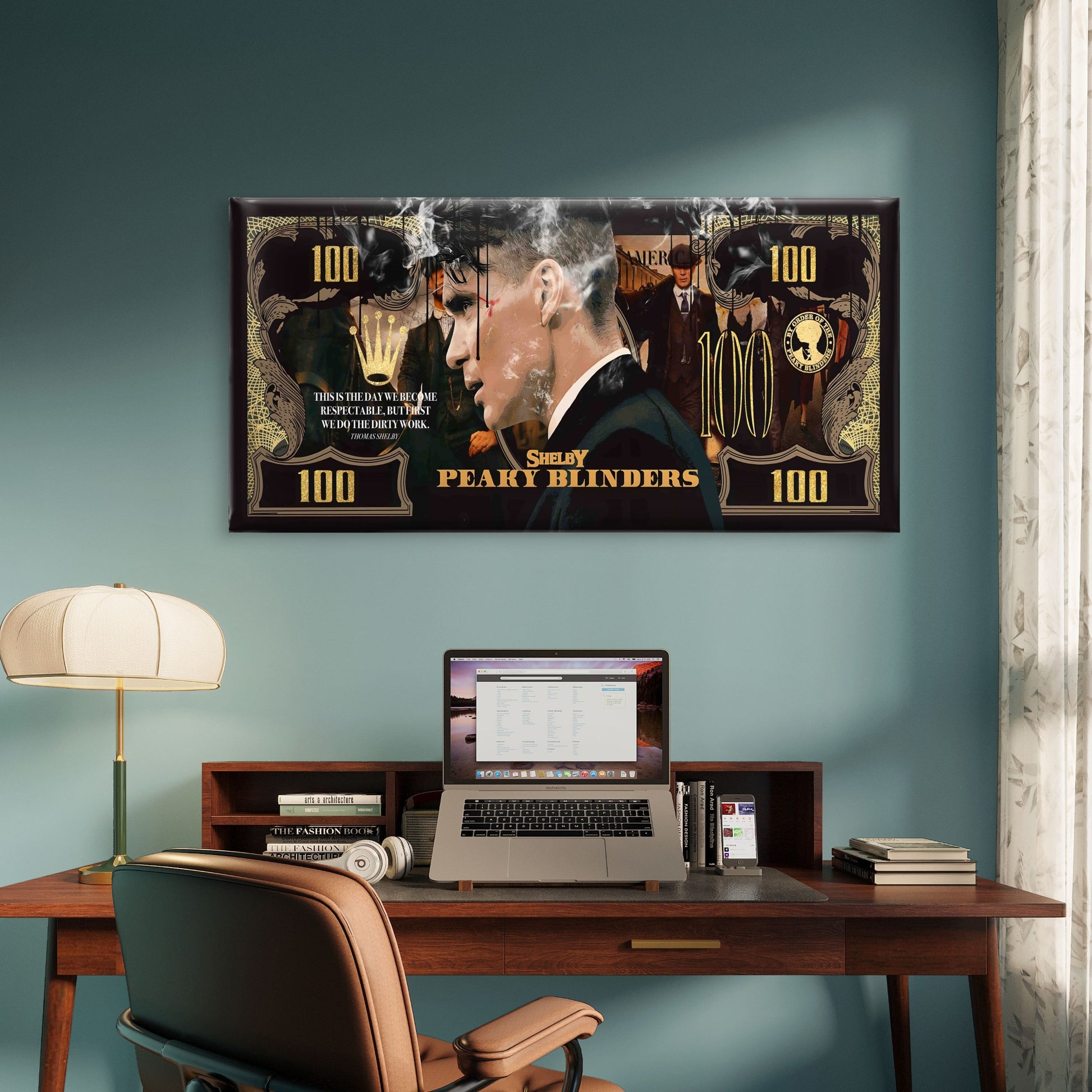 Vintage Criminal Money Print Wall Art Canvas Office Home Room Framed 120x60cm - Bella Home Decor