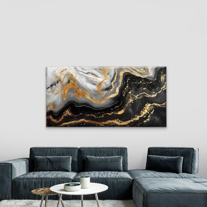 Abstract Design with Black Whit Wall Art Canvas Office Home Room Framed 120x60cm - Bella Home Decor