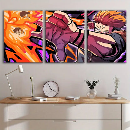 3pcs Abstract Sukuna Fantasy Poster Wall Art Set Canvas Framed 40x60cm - High Quality Print 100% Australian Made Wall Canvas Ready to Hang - Bella Home Decor