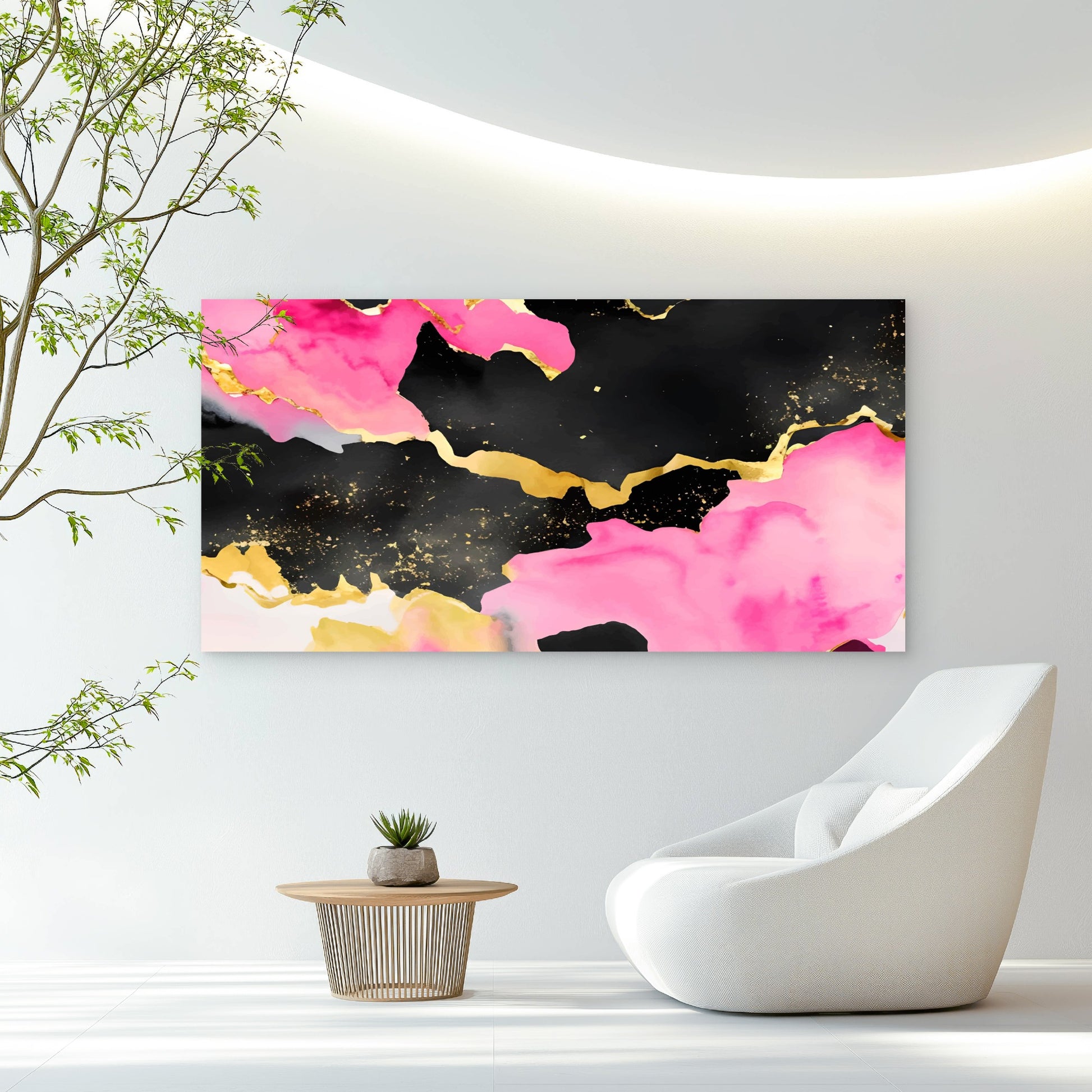 Onyx Rose Gilded Abstract Wall Art Canvas Office Home Room Framed 120x60cm - Bella Home Decor
