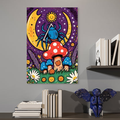 Spider-Mushroom Abstract 60x90cm Metal Print Ready to Hang - Bella Home Decor