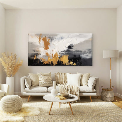 Abstract Gold Foil Textured Wall Art Canvas Office Home Room Framed 120x60cm