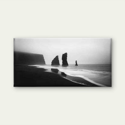 Black And White Coastal Landscape Wall Art Canvas Office Home Room Framed 120x60cm - Bella Home Decor