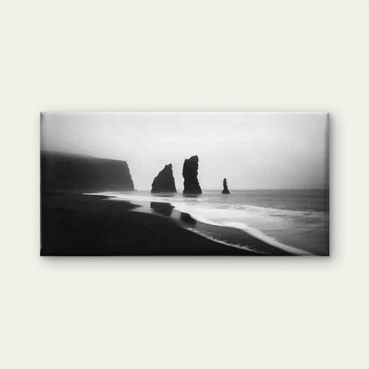 Black And White Coastal Landscape Wall Art Canvas Office Home Room Framed 120x60cm
