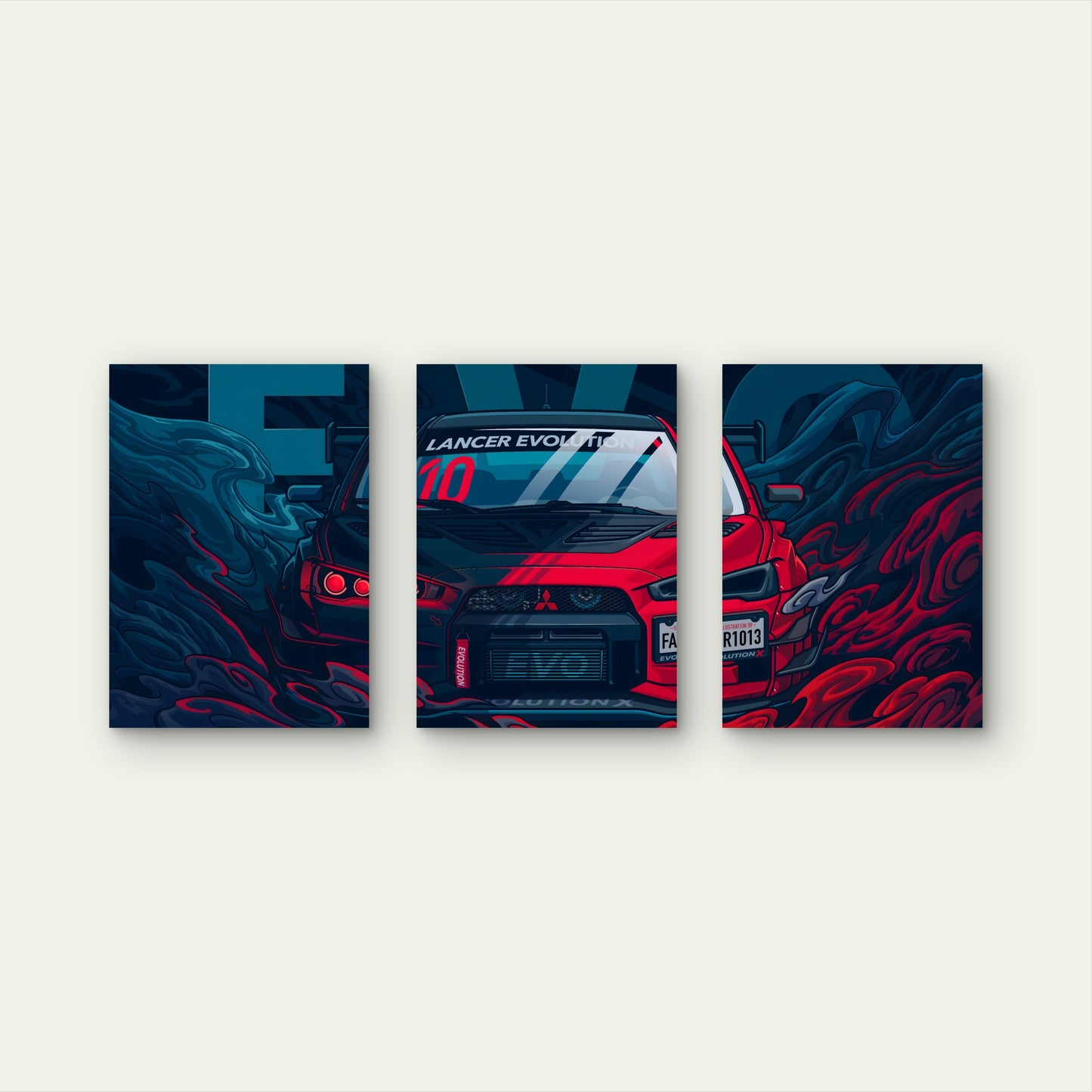 3pcs Moody Ruby Obsidian JDM Circuit Graphic Metal Print Ready to Hang Art - Bella Home Decor