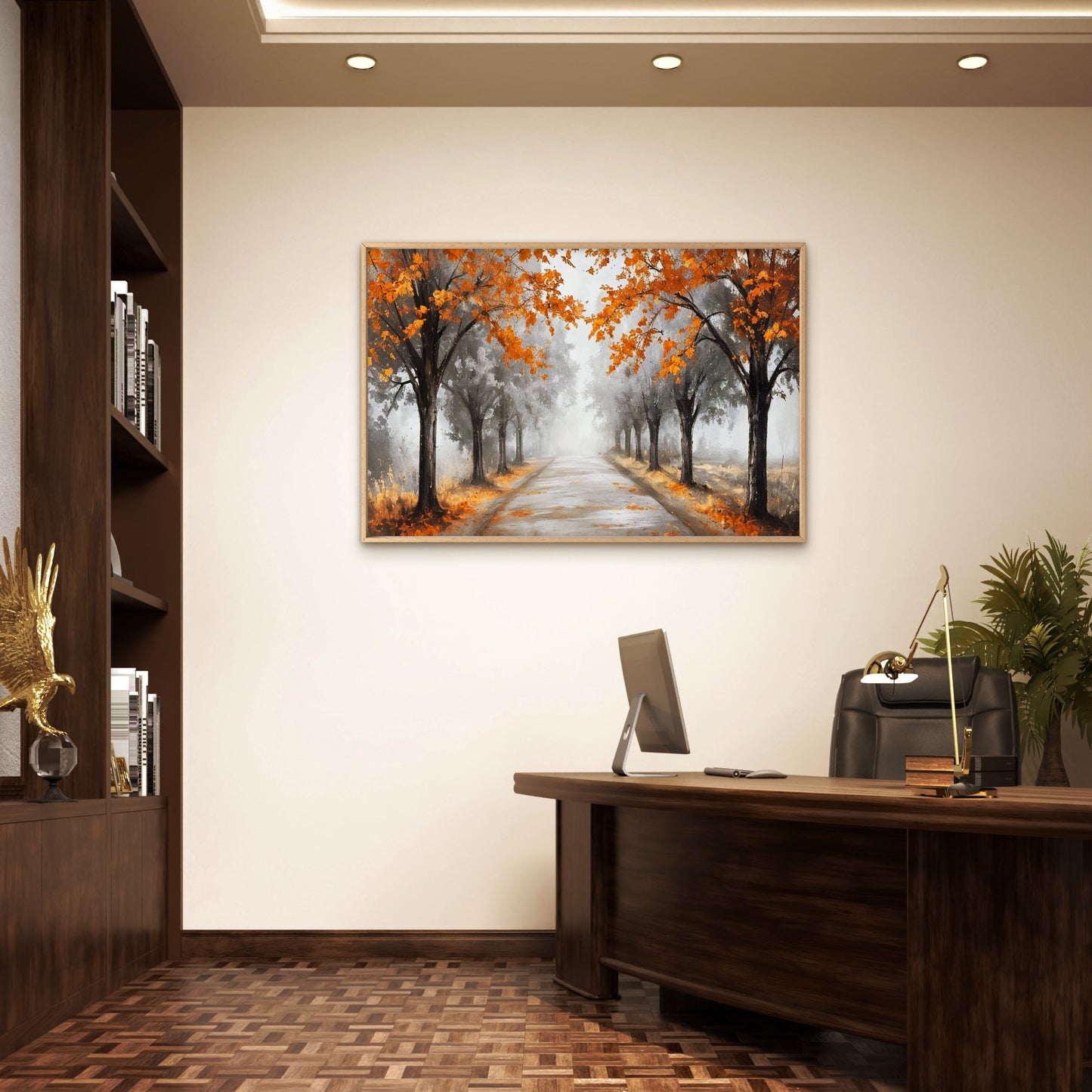 Black And White Autumn Tree Path Way Wall Art Decor 100% Australian Made - Bella Home Decor