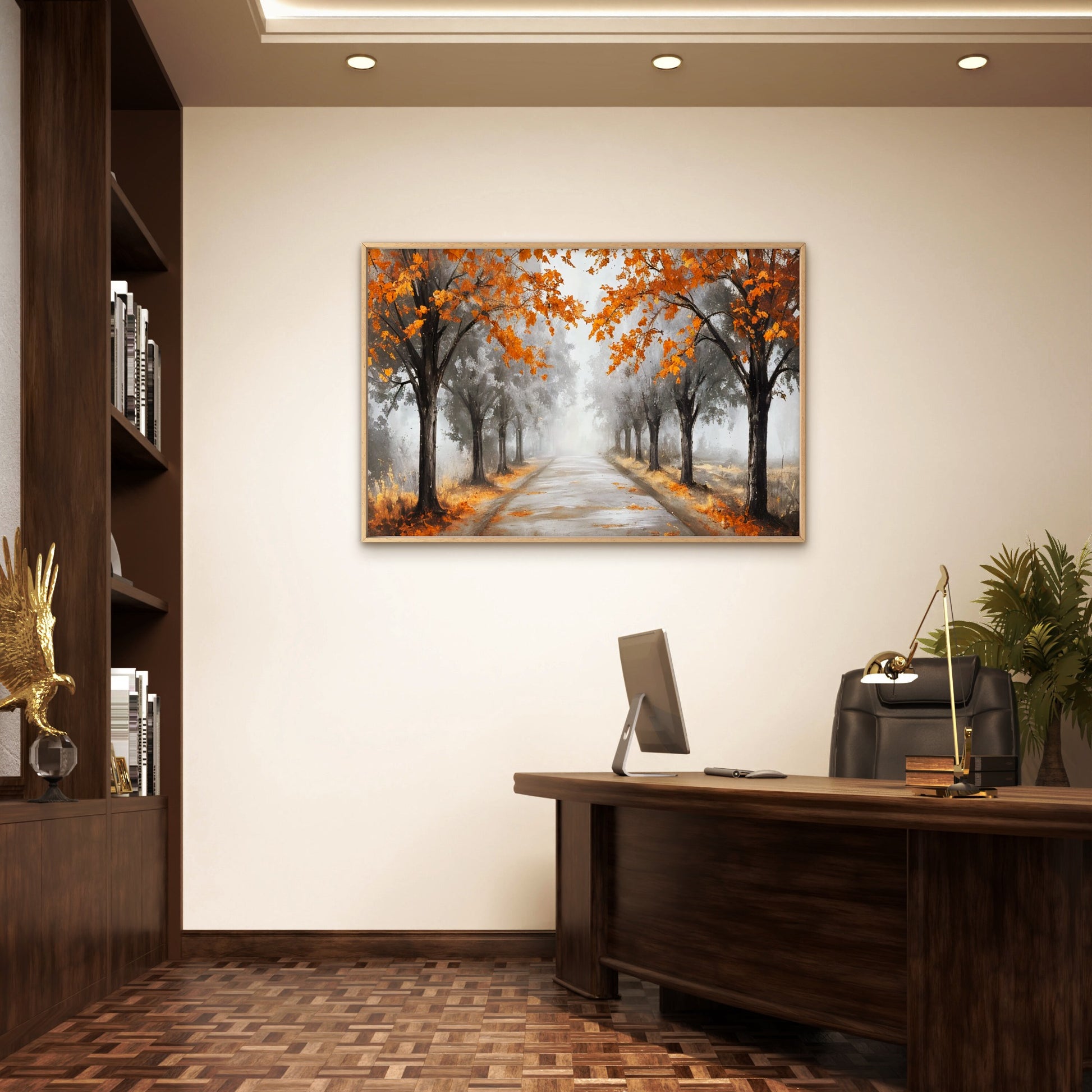 Black And White Autumn Tree Path Way Wall Art Decor 100% Australian Made - Bella Home Decor