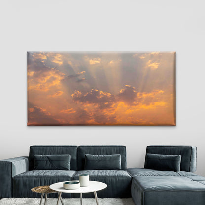 Sky With Rays Wall Art Canvas Office Home Room Framed 120x60cm
