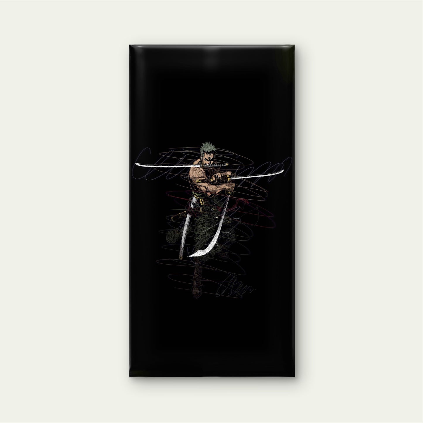Green Haired Swordsman Wall Art Canvas Office Home Room Framed 120x60cm