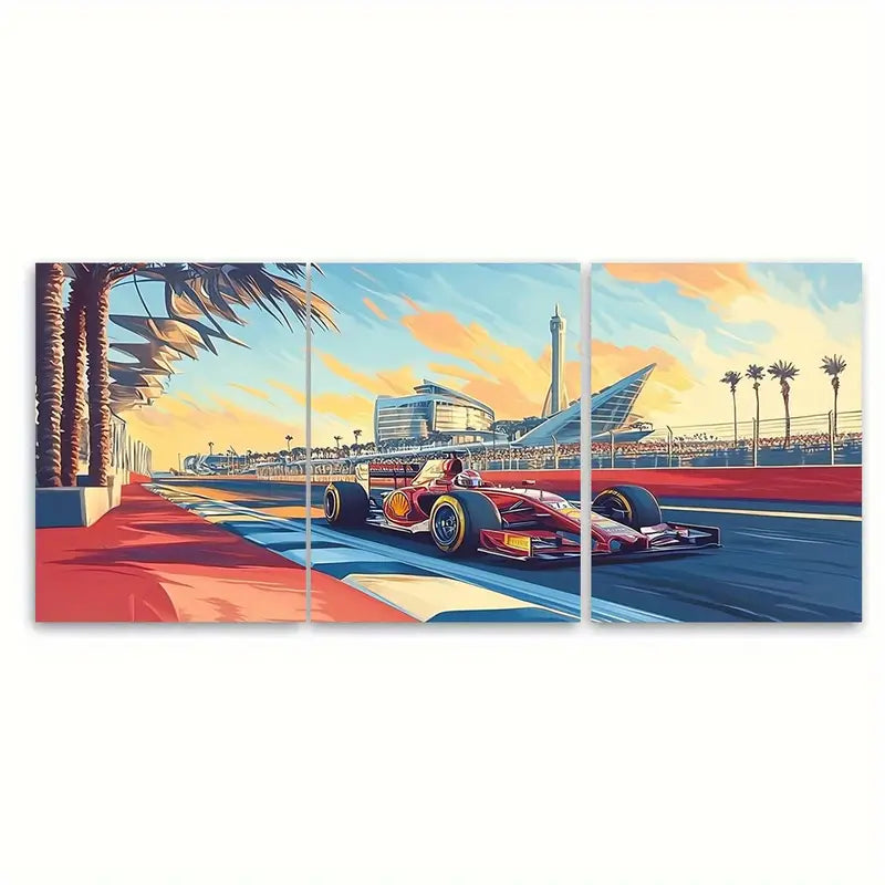 3pcs Abu Dhabi Grand Prix Racing Wall Art Set Canvas Framed 50x70cm - High Quality Print 100% Australian Made Wall Canvas Ready to Hang - Bella Home Decor