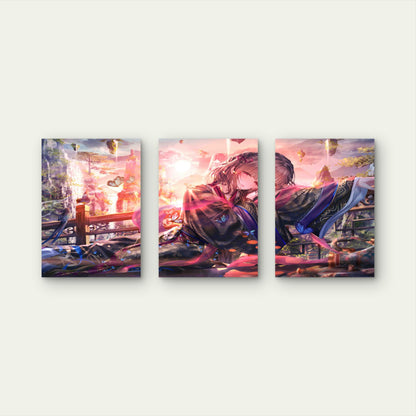 3pcs Ethereal Kimono Floating Mountain Metal Print Ready to Hang Art
