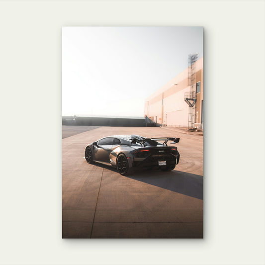 Grey Lamborghini Huracan STO Supercar V10 40x60cm Metal Print Ready to Hang