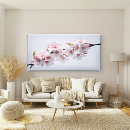 White Cherry Blossom Branch Wall Art Canvas Office Home Room Framed 120x60cm