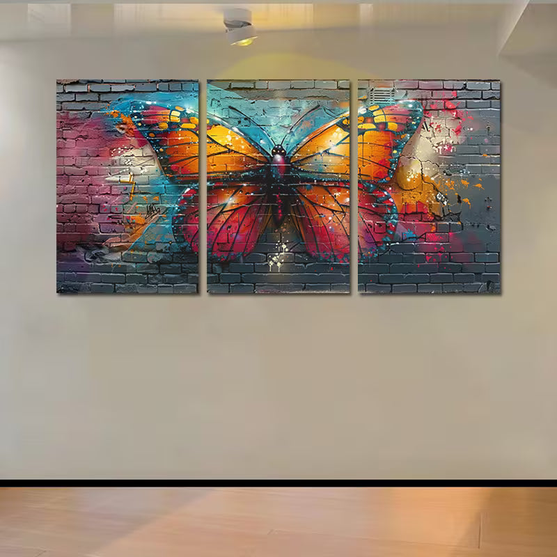 3pcs Vibrant Crystal Butterfly Wall Art Set Canvas Framed 60x90cm - High Quality Print 100% Australian Made Wall Canvas Ready to Hang