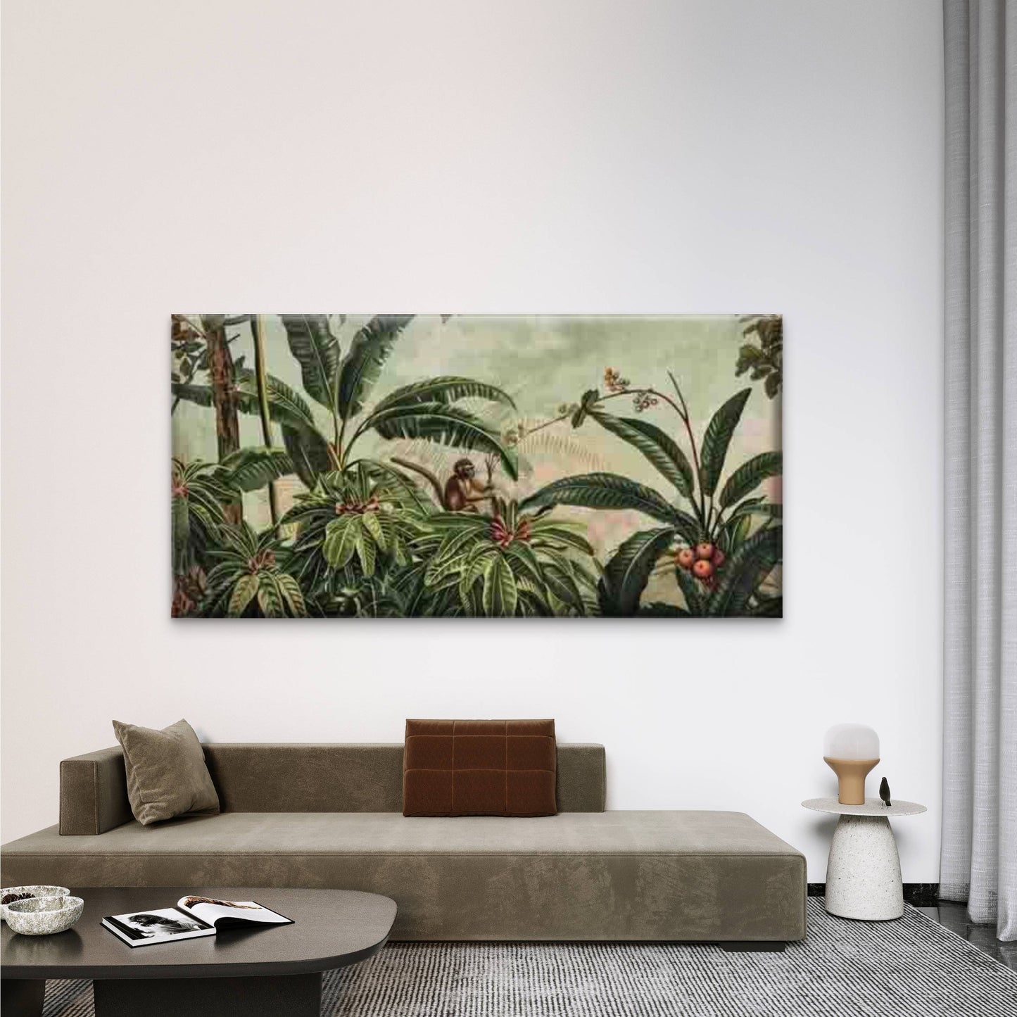 Monkey in the Rainforest Wall Art Canvas Office Home Room Framed 120x60cm