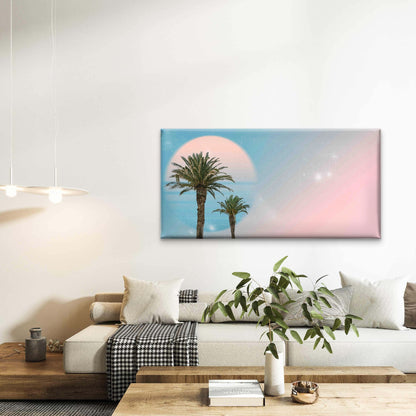 Surreal Landscape Palm Tree Wall Art Canvas Office Home Room Framed 120x60cm