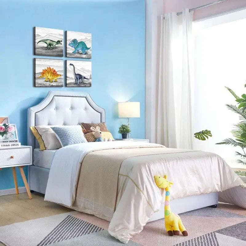 4pcs Dinosaur  Kids Room Nursery  Wall Art Canvas Framed - Bella Home Decor